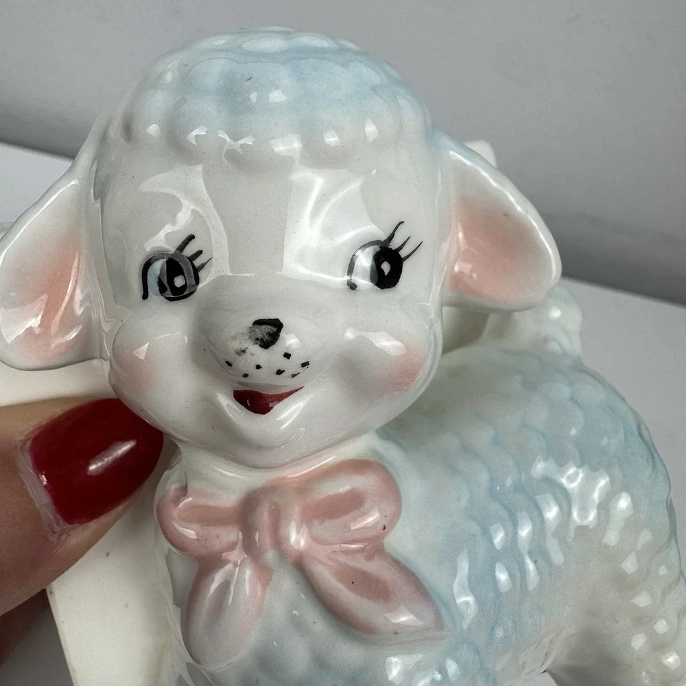Vtg Inarco‎ Japan Baby Lamb Planter ABC Block Nursery Kitsch 1950s